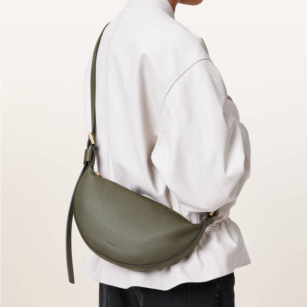 All Saints Olive Green Leather Bag